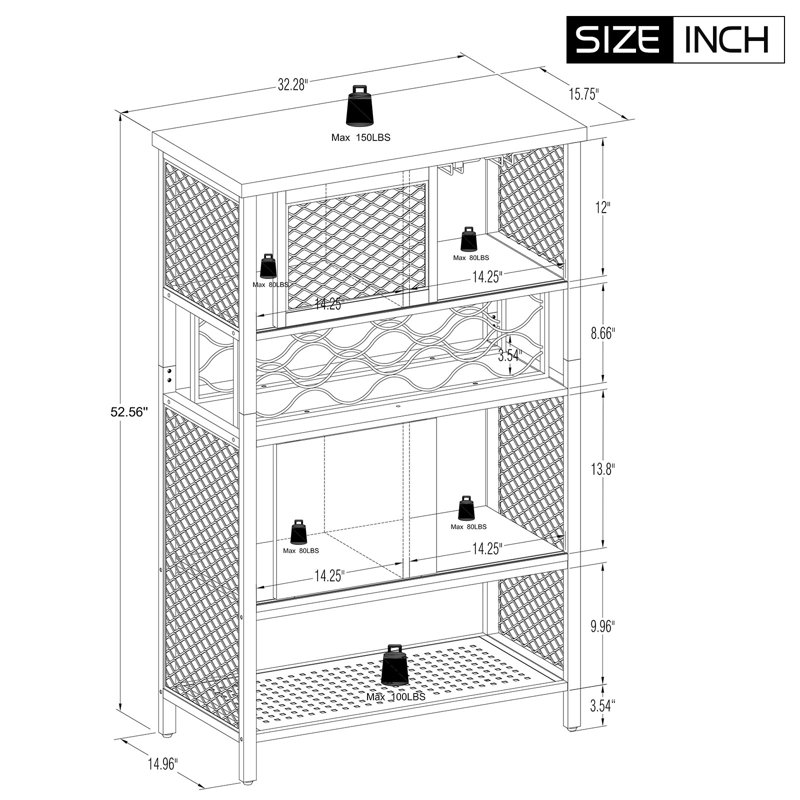 Winston Porter Industrial Wine Bar Freestanding Storage Stand